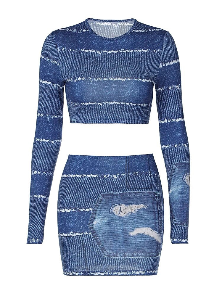 Laid In Denim Two Piece Set