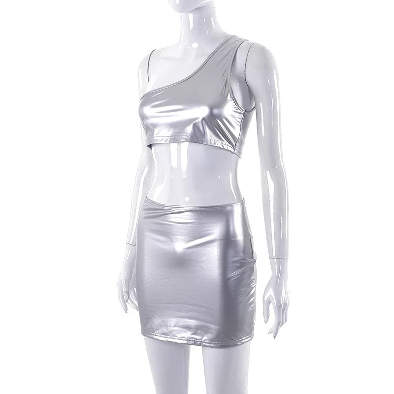 Star Girl Silver Metallic Two piece set