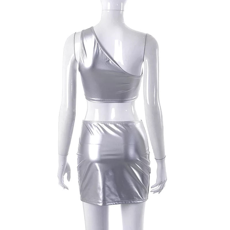 Star Girl Silver Metallic Two piece set