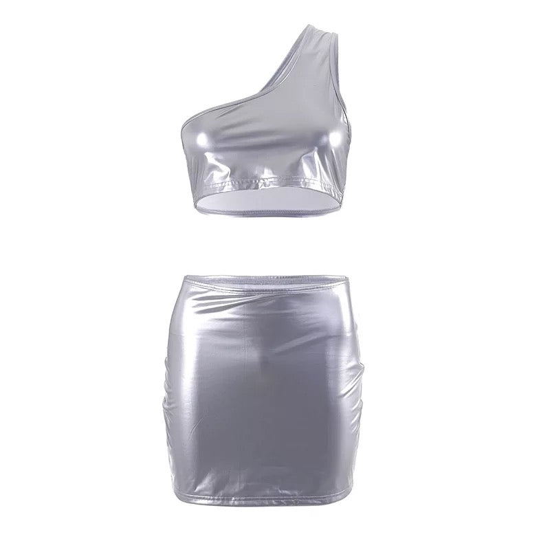 Star Girl Silver Metallic Two piece set