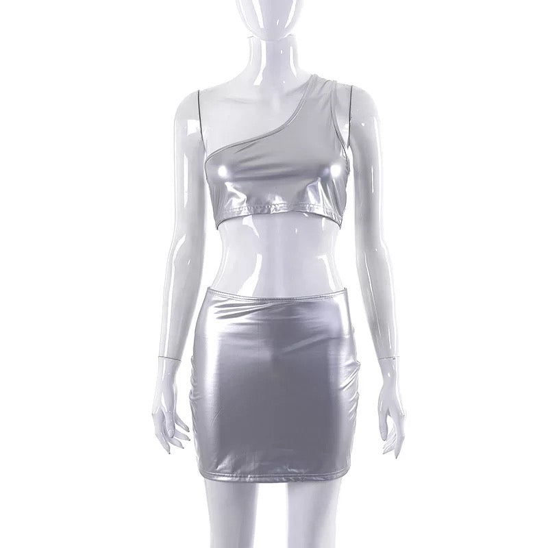 Star Girl Silver Metallic Two piece set