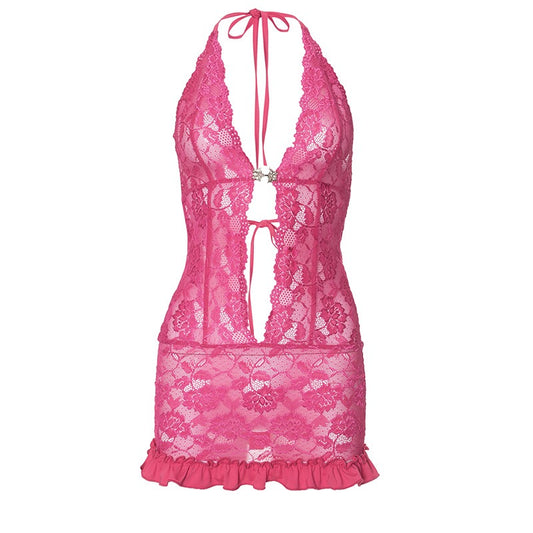 Lace Baddie Halter Dress