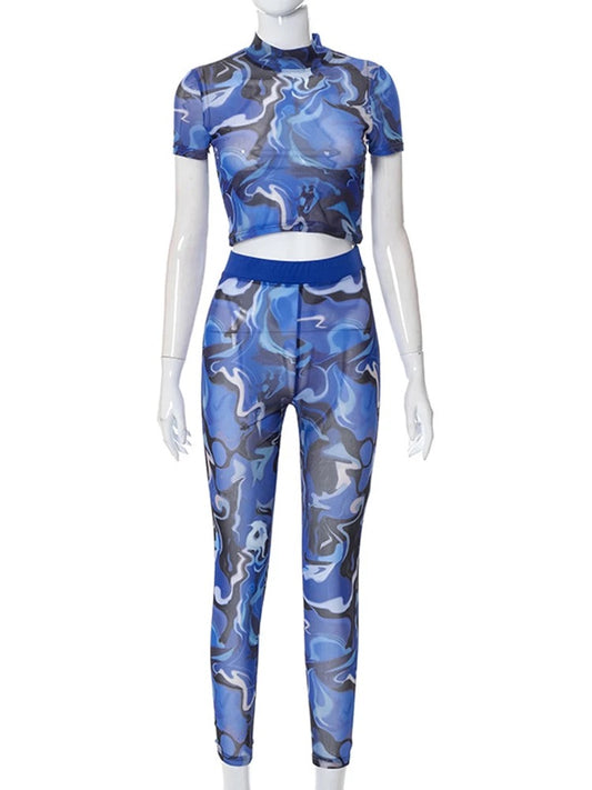 Marble Me Blue Two Piece Set