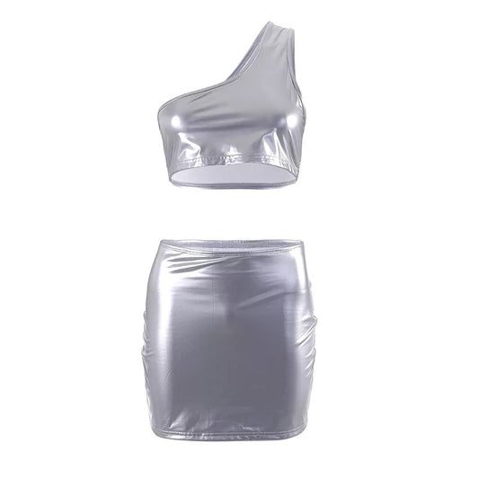 Star Girl Silver Metallic Two piece set
